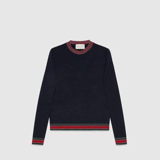 gucci merino wool knitted top|Wool top with Gucci intarsia in red .